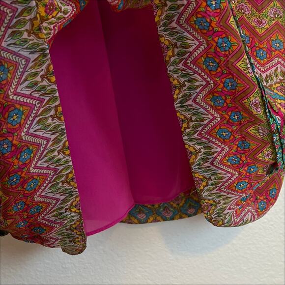 Diane Von Furstenberg Silk Peasant Parry Printed Blouson Dress Pink 8 - Picture 5 of 12